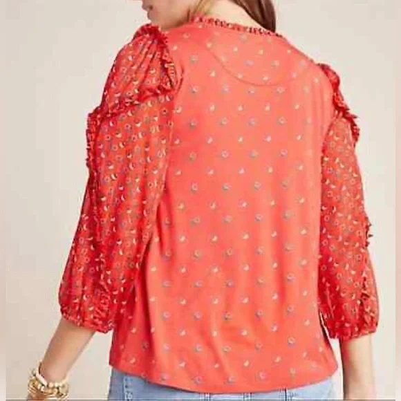 Anthropologie Maeve Jacquin Polka Dot Blouse Size: Small - Picture 3 of 4